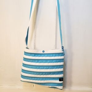 Zip-it Zipper Purse, Unique Blue White Small Tote Bag made from zippers 8" x 7"